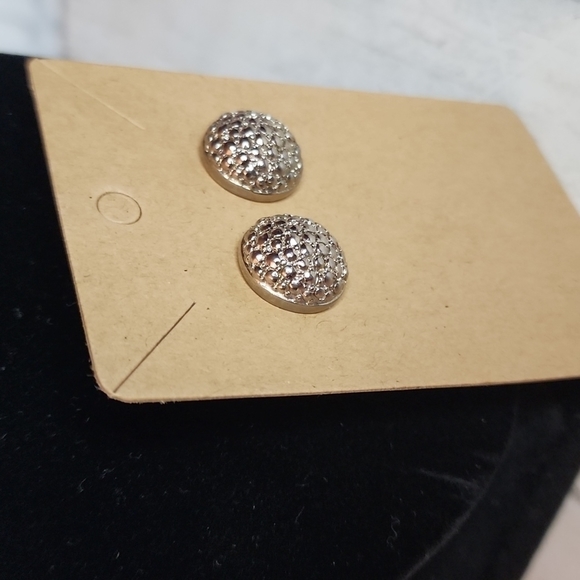 3 for $15-Round "Bubbled" Silver Studded Earrings. - Picture 3 of 4